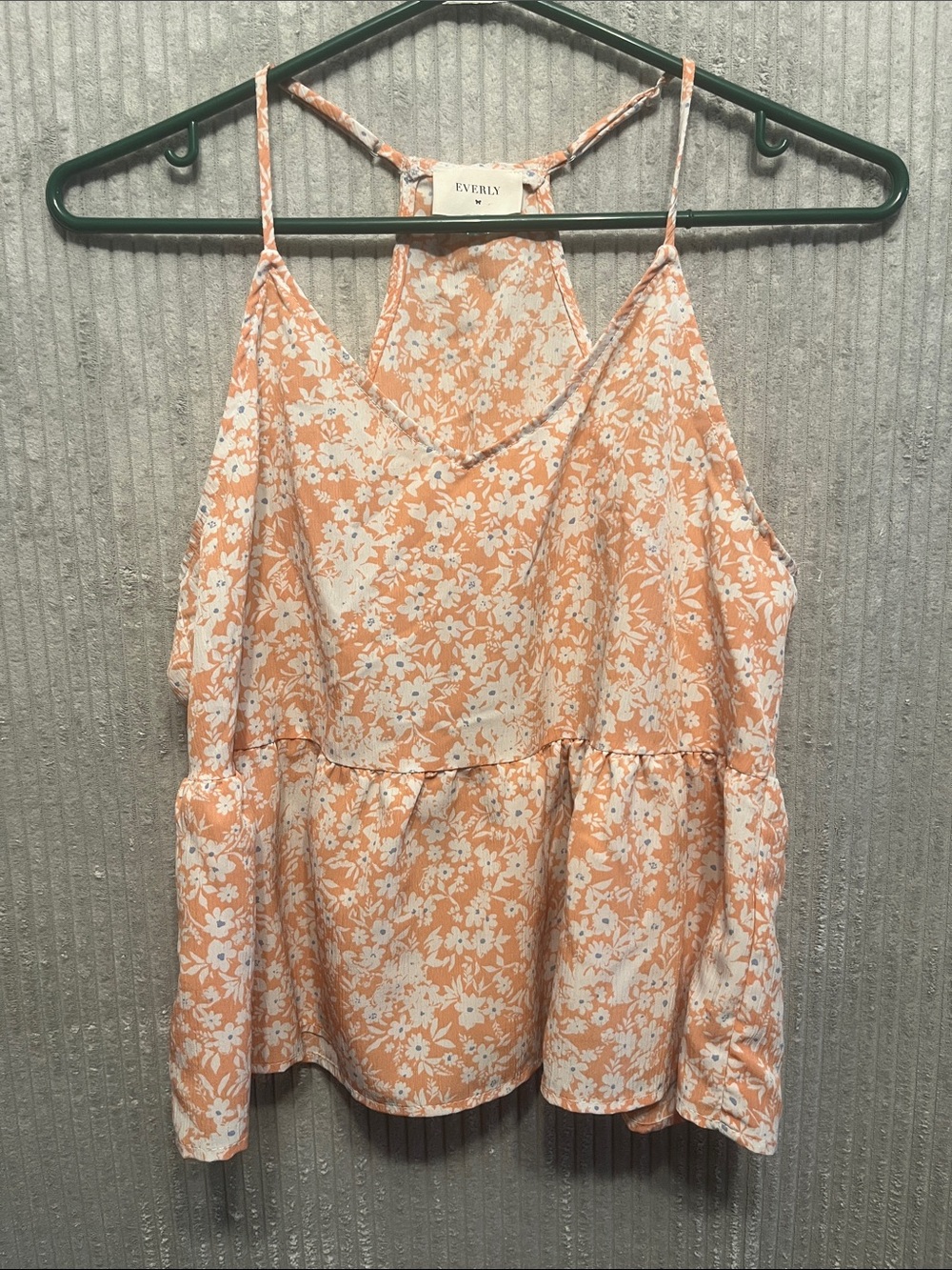 Everly Peach and White Floral Peplum Camisole Small
